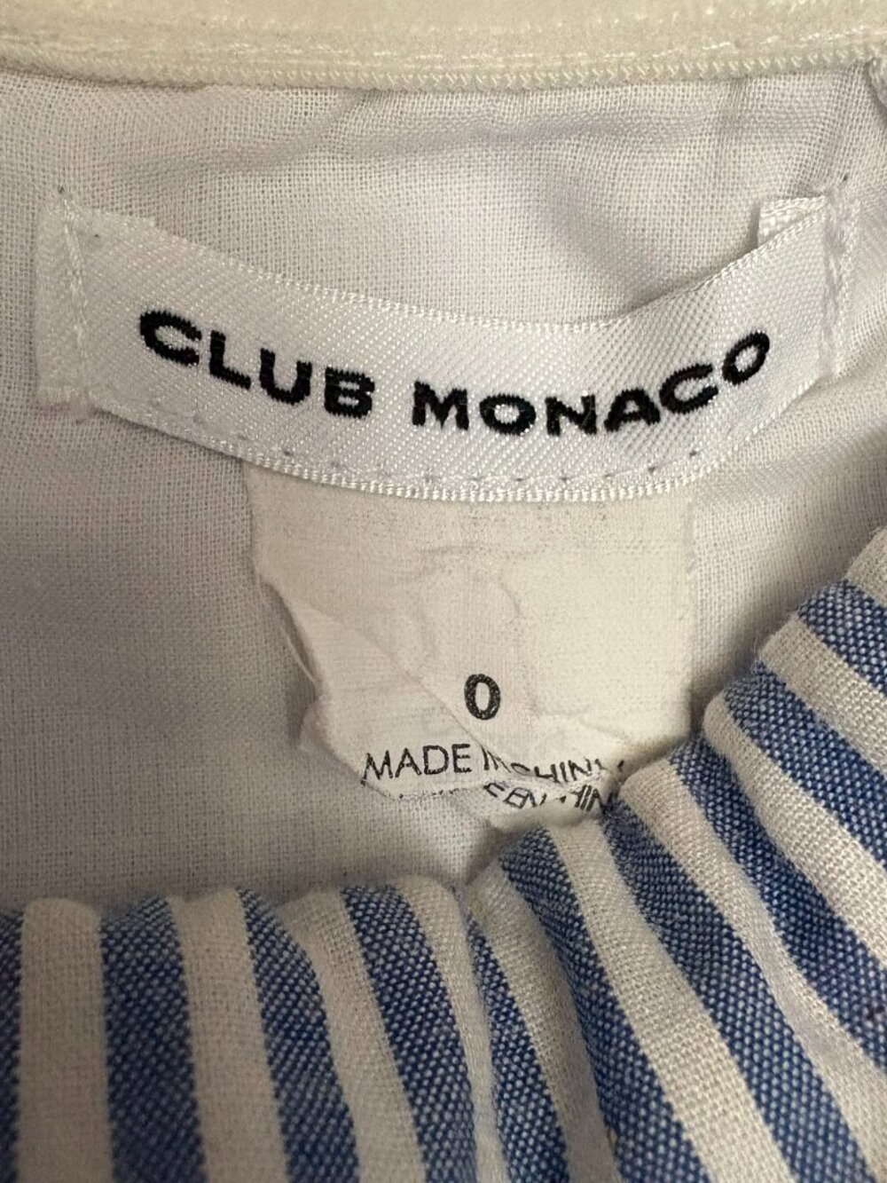 Club Monaco Blue White Striped Strapless Jumpsuit Wide Leg Cotton Size 0 Summer - Picture 7 of 9